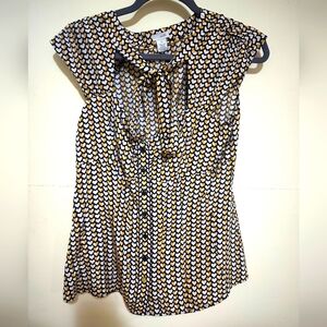 Odille Black and Yellow Geometric Blouse